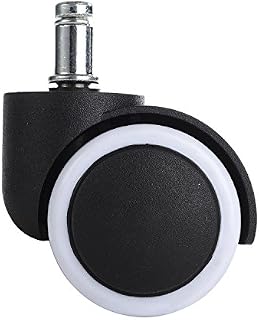 LIHAO 5pcs Replacement Office Chair Wheels Caster Wheels Resistant for Hard Floors (White and Black, 10 x 50 mm)