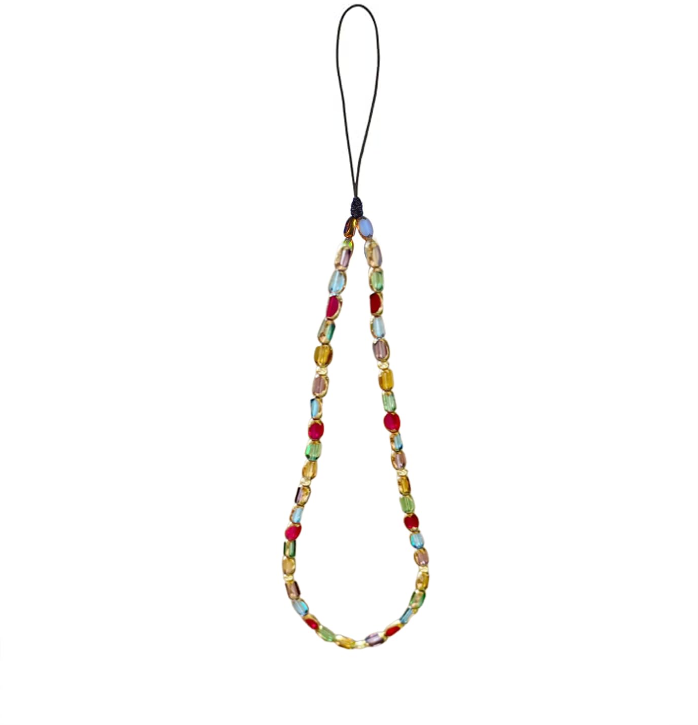 MORWLAT Beaded Phone Charm, Rainbow Crystal Wrist Lanyard Strap, Mobile Phone Decoration