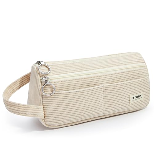 KALIDI Cord-Stoff Federmäppchen Aesthetic Mäppchen große Federmappe Mädchen Junge Teenager Erwachsene Schlamppermäppchen Pencil Case mit Tragegriff für Schule Büro