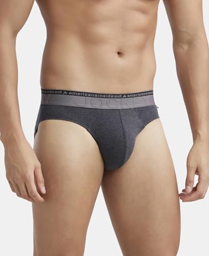 Image of Jockey US59 Men's Super Combed Cotton Elastane Stretch Solid Brief with Ultrasoft Waistband