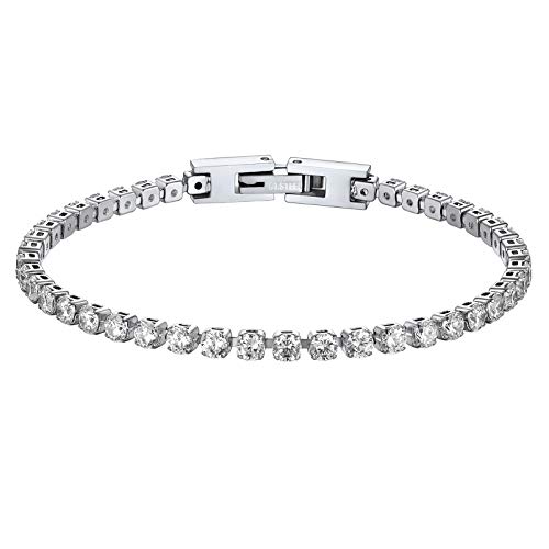 PROSTEEL Women Bracelets Womens Tennis Bracelet Iced Out Chain 7 Inch Sparkly Crystal Cubic Zirconia Tennis Chain Braclet Gift
