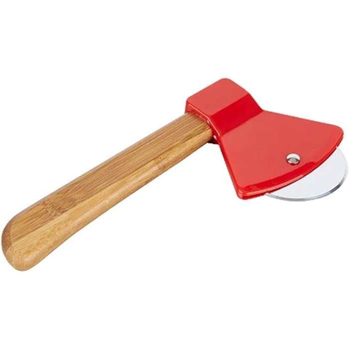 Image of Axe Shaped Pizza Cutter with Sharp Rotating Blade for Pizza, Bread, Cakes (Multi) - RA075-RED