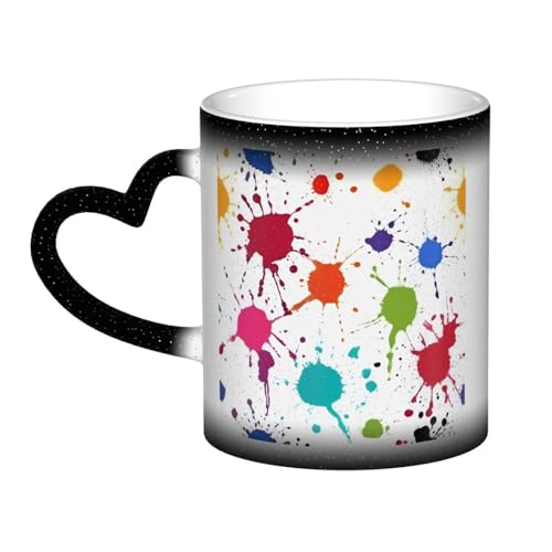 PUYhgb Abstract Paint Splashes Print Thermal Color Changing Mug, Ceramic