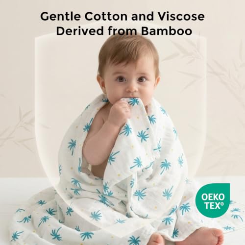 Image of Momcozy Muslin Swaddle Blankets, 4-Pack Breathable and Skin-Friendly Receiving Blankets, Swaddle Blanket Shower Gifts & Baby Registry Essentials, Large 47 inchx47 inch, Island Breeze