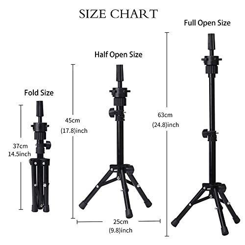 Adjustable Wig Head Stand Tripod Mini Mannequin Head Stand Metal Holder For Mannequin Head, Hairdressing Training Head Mold Mannequin Salon Hair Clamp, Black #TOP5