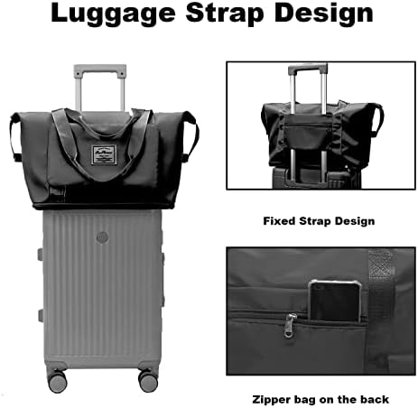 Intrbleu Foldable Expansion Travel Duffel Bag with Dry and Wet Separation, Lightweight Sports Tote Gym Bag, Weekender Overnight Bags for Women, Black 5 Intrbleu Foldable Expansion Travel Duffel Bag with Dry and Wet Separation, Lightweight Sports Tote Gym Bag, Weekender Overnight Bags for Women, Black