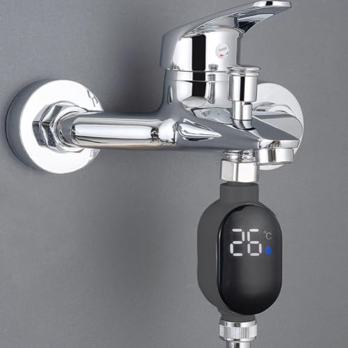Miniatura 7 de Sisinkal Termómetro Digital De Ducha Con Pantalla De Temperatura Para Grifo De Baño, Acero Inoxidable Impermeable 304, Rango De 0-99 C, Indicador Led Codificado Por Colores, 106 X 45 Mm Salida