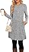 SENBATU Pulloverkleid Damen Langarm Winterkleid Damen Seitliche Knöpfe Kleider Damen mit Taschen Hellgrau XX-Large