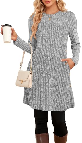 SENBATU Strickkleid Damen Lässiger...