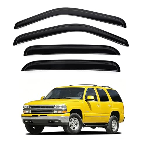 Image of Tahoe Rain Guards - Window Visors for 2000-2006 Chevrolet Tahoe & GMC Yukon SLT SLE Denali /2002-2006 Cadillac Escalade, Out-Channel Side Window Rain Guards for Tahoe Accessories, 4PCS, Black