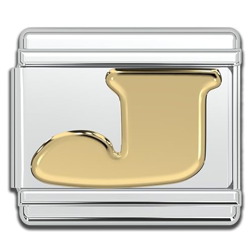 Fablinks Italian Bracelet Letter Charm, 9mm Gold Alphabet Charms, Jewelry Bracelets Links for Women, Stainless Steel Initials Link Letters for Men