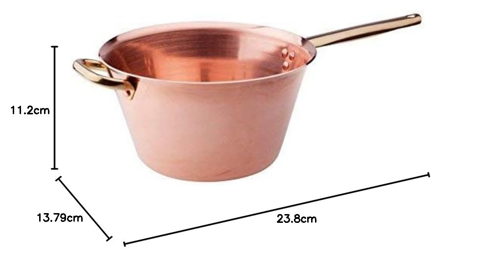 Pentole Agnelli ALCU16518 Paiolo in Rame liscio per polenta senza stagnatura con un manico tubolare e maniglia in ottone, 18 cm