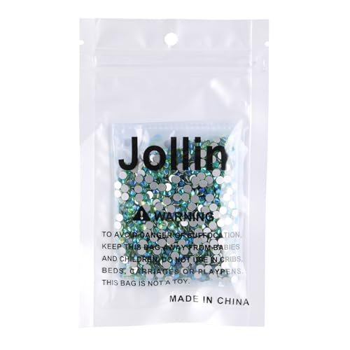 Image of Jollin 1440pcs Flatback Rhinestones Glue Fix Crystal Glass Diamantes Gems for Crafting Nail Art Crafts Decorations Clothes Shoes 4.0 mm (ss16, Light-Green AB)