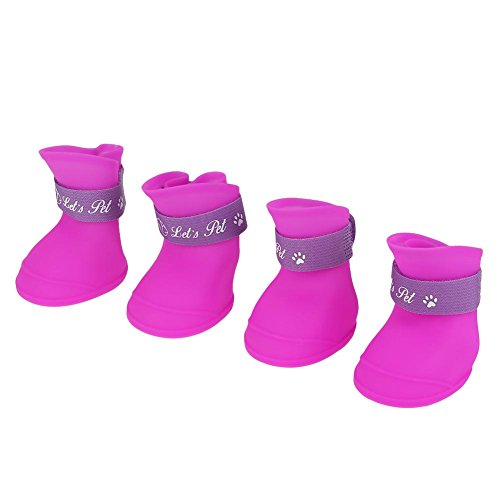 4Pcs Lluvia Zapatos Perro Mascota de Silicona Impermeable Antideslizante Zapatos de Lluvia de Protección para Perros Peque?os...