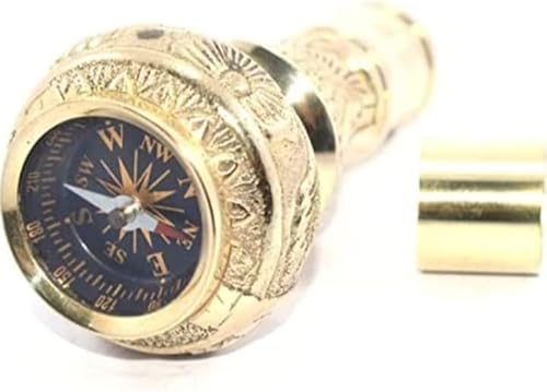 Miniatura 2 de Mango de latón vintage victoriano, brújula plegable de madera, bastón para caminar, regalo ideal, dorado