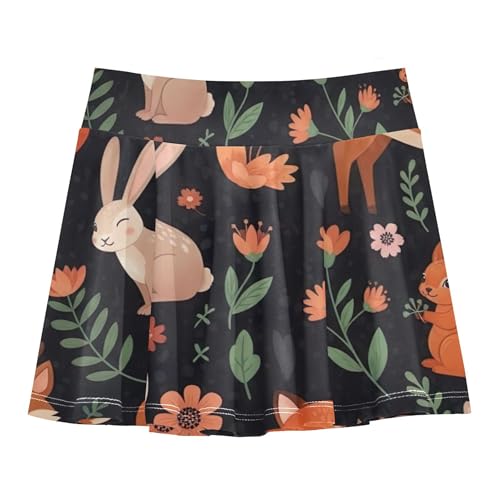 Cute Woodland Animals Foxes Toddlers Tennis Skirts Personalized Girls Skorts Athletic Shorts Pleated 4t