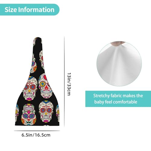 Sugar Skulls Baby Hats 0-6 Months Adjustable Top Knot Stretchy Soft Newborn Hats Baby Boy Girl Beanie Black4
