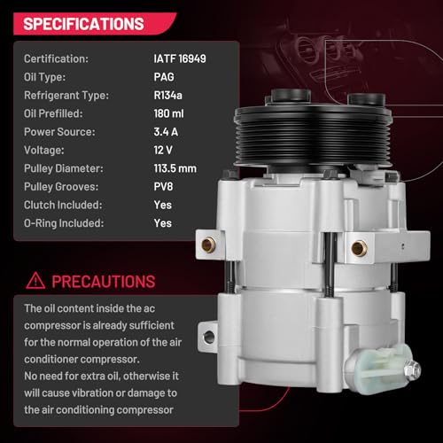 BDFHYK Air Conditioning A/C Compressor with Clutch Compatible with Ford F-150, Expedition, E-150 Econoline, E-250 E-350 Econoline, E-350 Super Duty, Compatible with Lincoln Navigator, 4.6L 5.4L 6.8L