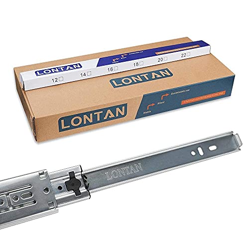 1 Pair 22 Inch Side/Rear Mount Soft Close Drawer Slides Full Extension 3 Fold Drawer Glides - Lontan 4502S3-22 Drawer Slides Bottom Mount Heavy Duty 100 Lb Drawer Runners With Rear Mounting Brackets #TOP4