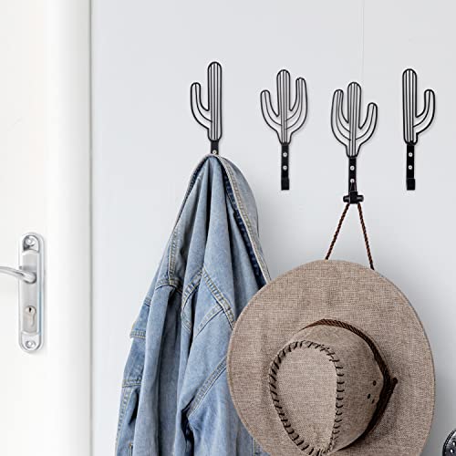 Mygift Wall Mounted Decorative Black Metal Entryway Coat Hooks Saguaro Cactus Shaped Hanging Novelty Hooks, Southwest Style Home Decor, Set Of 4 #TOP2