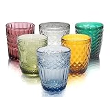 Vessyn Juego de 6 Vasos Coloridos, Vasos Estampados para Agua para Cocina y Bar, Vasos para Bebidas de Agua, Cerveza, Jugos, Vasos para Cócteles, Color Mixto