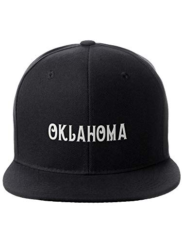 Daksten Original Snapback Hat Fifty American States Wool Blend High Profile Cap, Oklahoma Black Hat White Letters