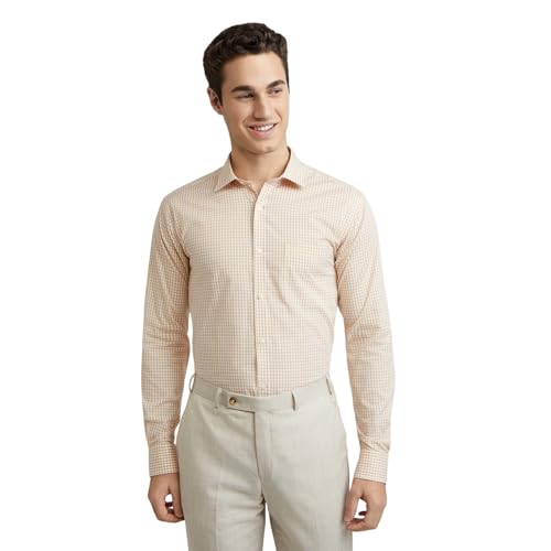 Image of Park Avenue Men Cotton Checkered Slim Fit Shirt