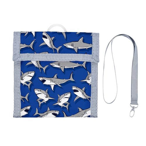 Kids Trifold Wallet for Boys 4-12Years, Velcro Wallet with Card Holders, Perfect Children's Birthday Gift - Toddler Wallet for Boys, Trifold Wallet for Kids (shark)