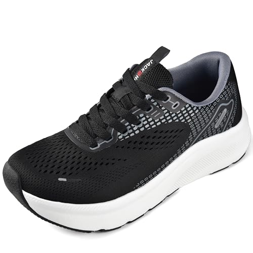 Chaussures larges bout rond JACKSHIBO homme baskets running noir blanc 39.5