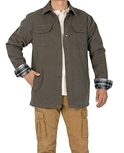 Image of ZENTHACE Men's Full Flannel Lined Shirt Jacket, Heavy Washed Rugged Cotton