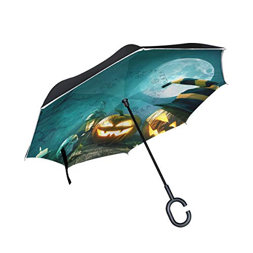 Preisvergleich Produktbild ISAOA groer Regenschirm, umgekehrter Regenschirm, Winddicht, doppellagige Konstruktion, umgekehrter Faltbarer Regenschirm f¨¹r Auto, C-frmiger Griff, Regenschirm f¨¹r Damen und Herren
