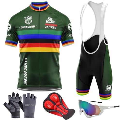 Camiseta Ciclismo Hombre + Culotte con Tirantes   Equipación Ciclista Verano 2025   Jersey Manga Corta y Pantalón Tirantes Transpirable   Ropa Profesional para MTB y Carretera (Set 4,x_s)
