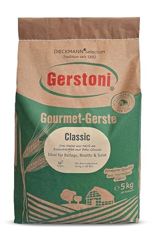 Gerstoni Gourmet Gerste Classic 5kg - Premium-Gerste ballaststoffreich & regional - nachhaltige Alternative zu Reis, perfekt f. Risotto, Suppen & Salate - Fertig in 15 Min - Mit wertvollem Beta-Glucan