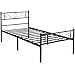 Yaheetech Cadre de Lit 90x190 cm Adulte Double en Métal Noir pour Petits Espaces Solide Montage Facile