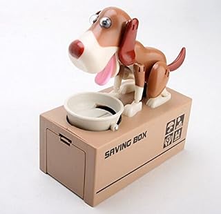 5Five Choken Puppy Hungry Eating Dog Coin Bank Money Saving Box Piggy Bank