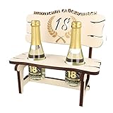 XXL Echtholz Proseccobank mit Gravur Jahreszahl 18|Holzbank mit 2 Proseccoflaschen| Hochzeitsgeschenk für Brautpaar|Trinkspruch |Geschenke Paare|Geschenk für Pärchen|Geburtstag|Jubiläum Proseccobank