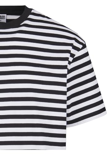 Urban Classics Męski T-Shirt Regular Stripe Tee White/Black L, biały/czarny, L