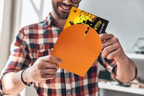 Xjf Halloween Party Invitation Cards And Envelopes,5*7Inch Birthday Invitations,12Pcs For Kids Adults Scary Spooky Themed Parties Black Yellow #TOP3