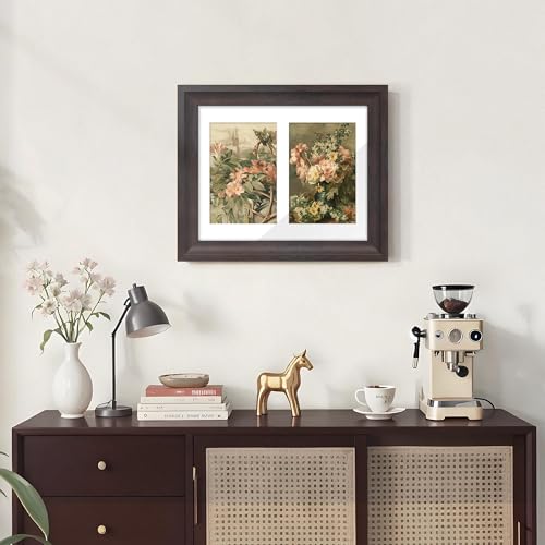 Image of DUENPY 8x10 Picture Frame 4x6 Collage Picture Frame Displays Double 4x6 inch Photos or 8x10 (Without Mat) Wall Decor or Tabletop Walnut