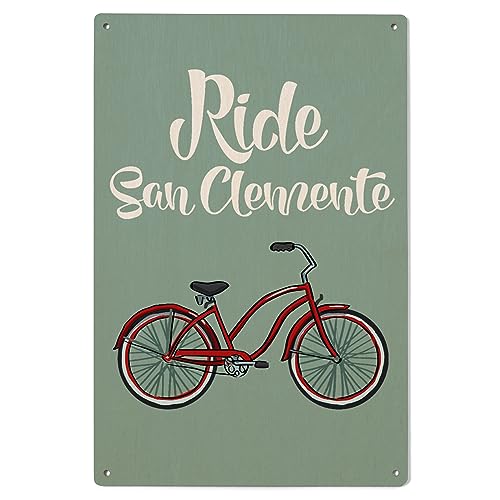 Lantern Press 6x9 Wood Sign San Clemente Beach Cruiser Bike