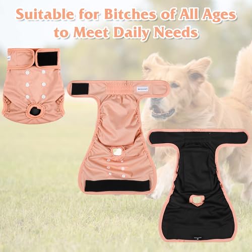 Image of Reusable Female Dog Diaper, Highly Absorbent Doggie Diapers for Dogs, Dog Diapers Female Large, Blue & Pink