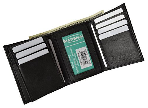 Men's Leather Trifold Wallet Removable Flip Up ID Window by Marshal ®3