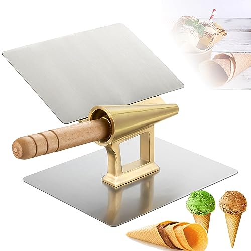 Rodillo de cono de gofre – Máquina de conos de madera con mango antideslizante, herramienta de moldeo fuerte y suave de 52 cm para helados, molde de cono fácil de usar para golosinas caseras