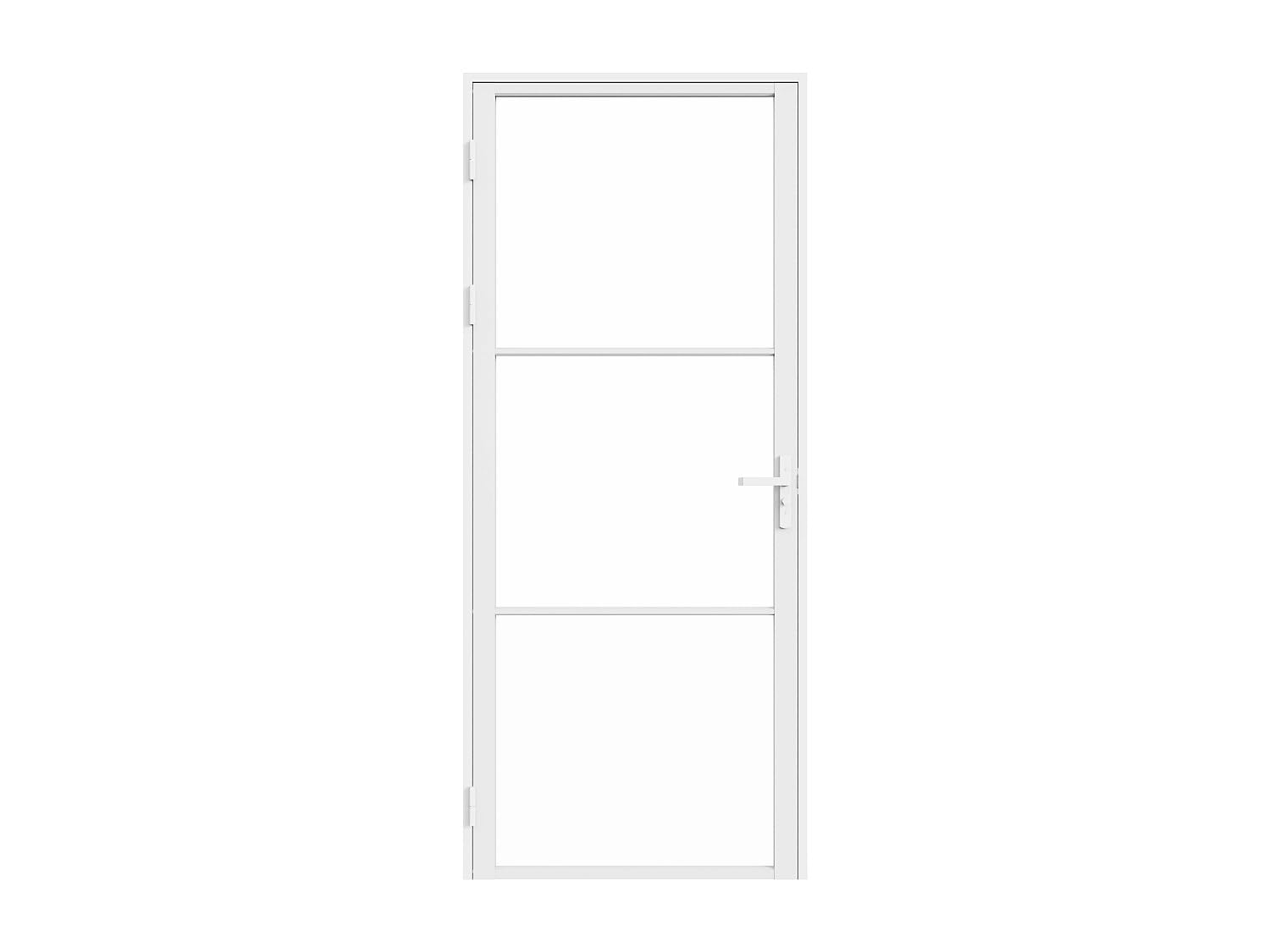 Vente-unique - Bloque de puerta reversible de aluminio y cristal templado – 204 x 83 cm – Blanco – Maseru