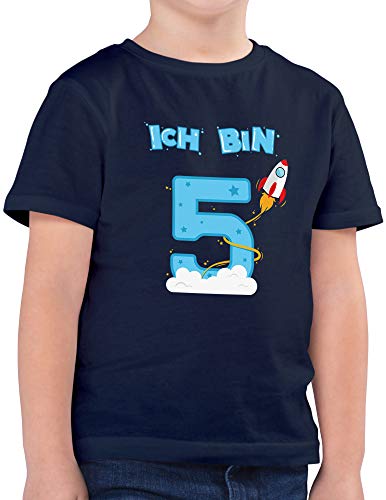 Shirtracer Ich bin Schon 5 Geburtstag Rakete Jungen T-Shirt (Navy, 5-6...