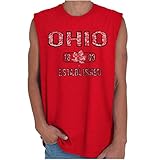 Ohio Vintage Buckeye Leaf Stencil OH Tank Top Shirt Women Men Red