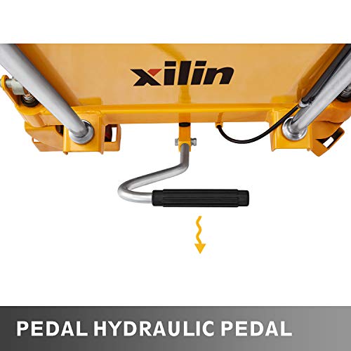 Xilin Manual Hydraulic Lift Table Cart Double Scissor 330lbs Capacity 43.3\" Lifting Height Material Handling