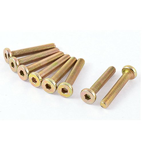 DealMux Tornillo de cabeza hueca M6 x 35Mm Tornillo de cabeza hueca hexagonal roscado Perno Tono de bronce 8 piezas Cover
