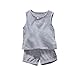 Baumwolle und Leinen Baby Jungen Sommer Outfits Stern Drucken Shorts Ärmellose Tanktops Neugeborenes Jungen Sommerkleidung Kleinkind Jungen Einfarbig T-Shirts Top elastische Kurze Hose 2 Stück