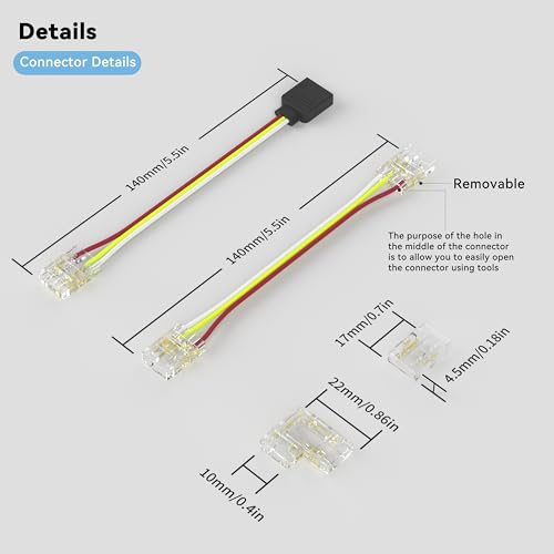 Tira LED COB ajustable 2700K-6500K 20 pies 24V miniatura 7